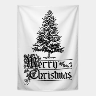 Merry Christmas with Conifer Tree Tapestry