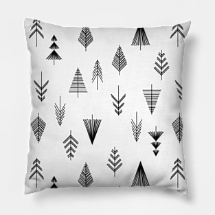 Black and White Winter Forest, abstract pattern Pillow