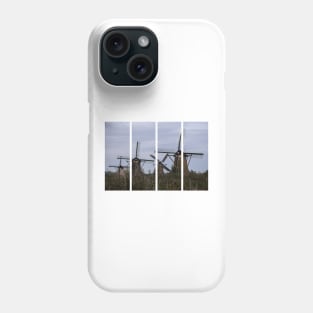 Wonderful landscapes in the Netherlands. Historic dutch windmills in Kinderdijk in a cloudy autumn day. Unesco site. Natural view from distance. Phone Case