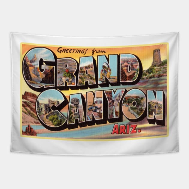 Greetings from Grand Canyon, Arizona - Vintage Large Letter Postcard Tapestry by Naves