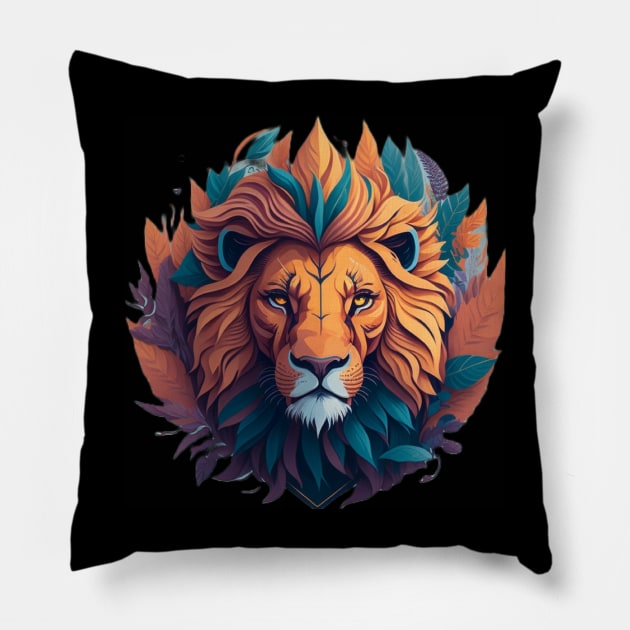 Lion head AI art Pillow by Apparels2022