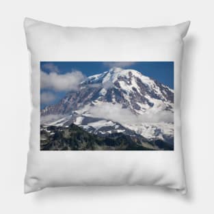 Clouds Over Snow Covered Mountain Mount Rainier National Park Pillow