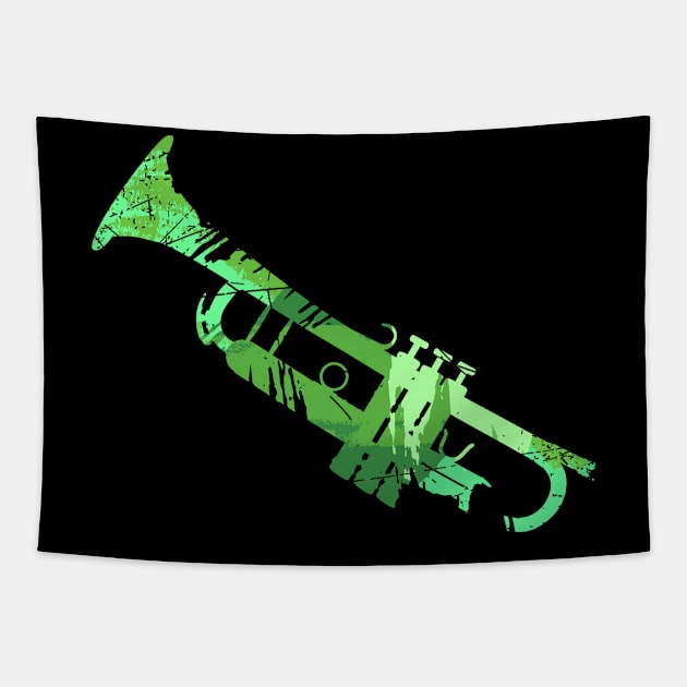 Trumpet Jazz Gift Musical Instrument Vintage Tapestry by AlleyField