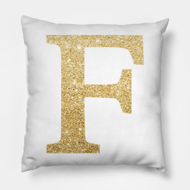 The Letter F Gold Metallic Pillow by Claireandrewss