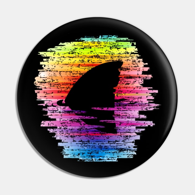 Rainbow Waters Shark Fin Awareness LGBT Pride Shark Lover Pin by AmbersDesignsCo