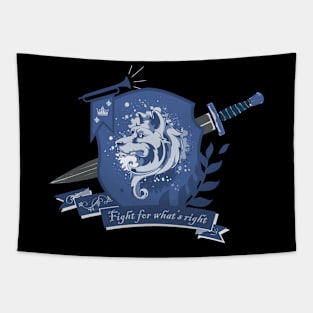 Dog crest, fight for what's right - Blue Tapestry