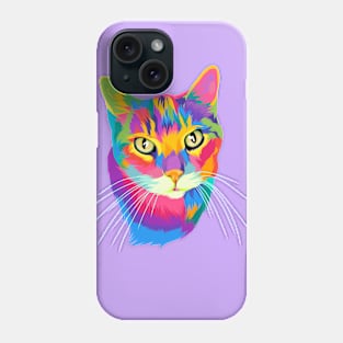 Colorful cat in abstract Phone Case