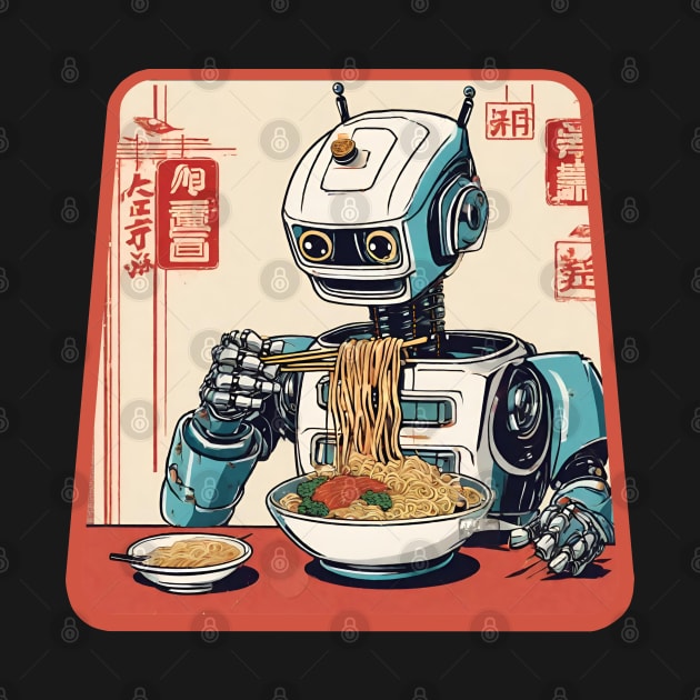 Robot eat ramen by Ilustradamus