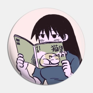 I draw pink pastel sakaki reading a cute cat picture book / azumanga daioh manga Pin