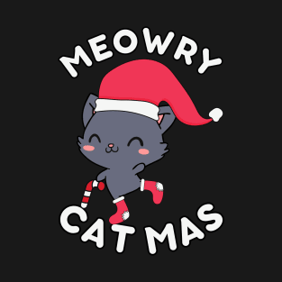 Kawaii Christmas Cat - Meowry Catmas T-Shirt