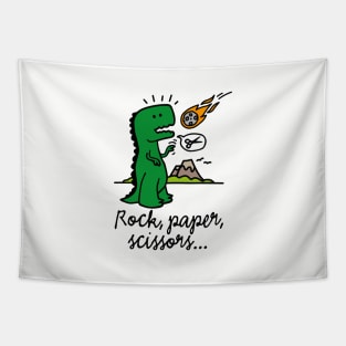 Rock paper scissors funny Dinosaur T-rex stone Tapestry