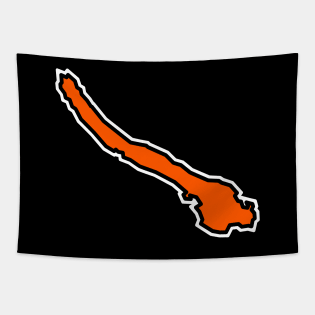 Galiano Island BC Outline in Tangerine Orange - Simple Silhouette - Galiano Island Tapestry by City of Islands