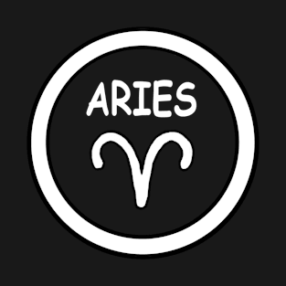 Aries, white circle, transparent background T-Shirt