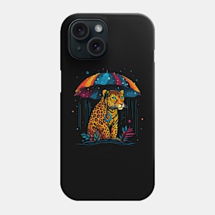 Leopard Rainy Day With Umbrella Phone Case