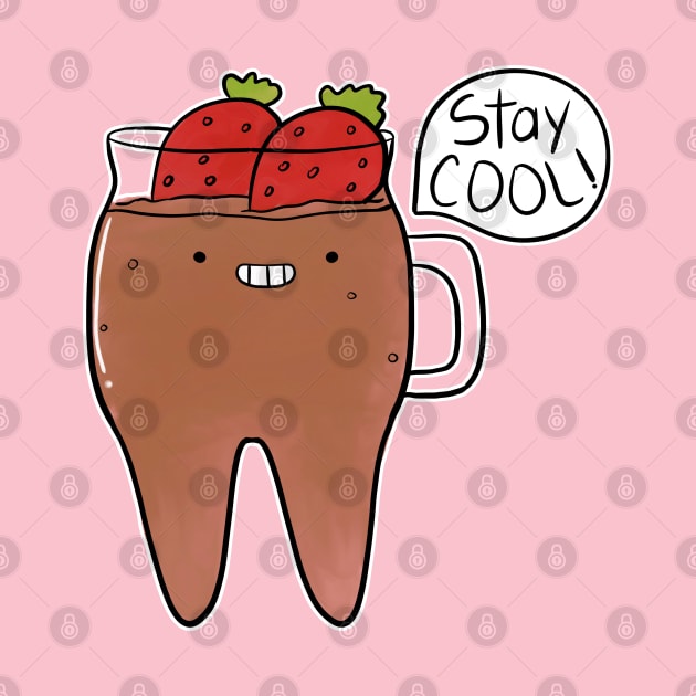 Stay Cool! Chocolate Strawberry Smoothie Molar Mug by Happimola