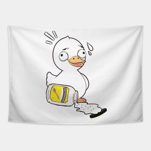 Funny duck spilled mayonnaise Tapestry