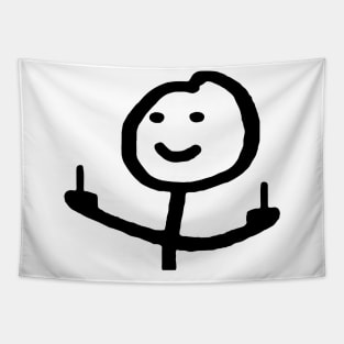 Meme Tapestry, Funny Simple Stickman with Cool Expression and Like