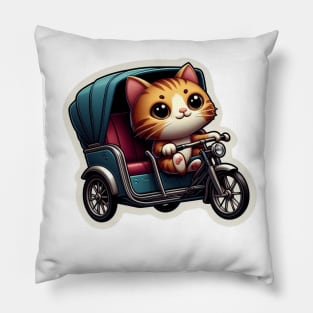 kittie in a tuk tuk Pillow