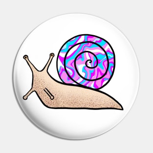 Psychedelic Snail Blue and Pink Shell Pin