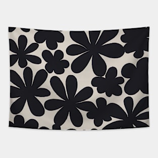 Black Flowers Pattern Tapestry