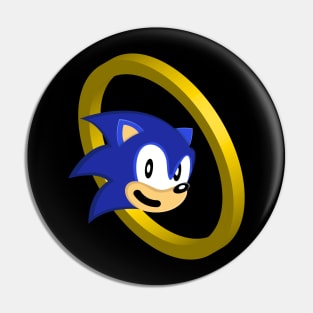 sonic mascot and golden circle ring Pin