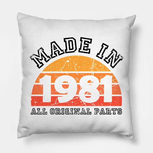 Made 1981 Original Parts 40th Birthday Pillow by jodotodesign