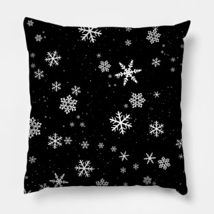 Black and White Snowflakes Winter Pattern Pillow