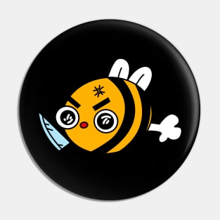 Angry bee, with knife! Pin