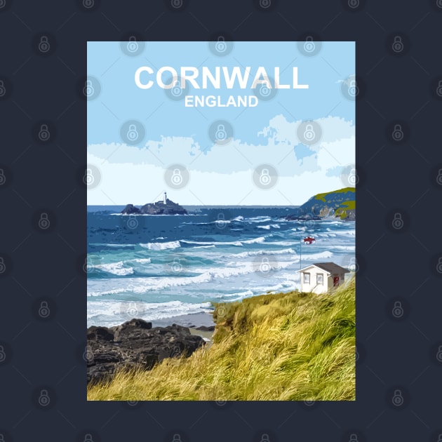 Cornwall, England UK. British seaside landscape art by BarbaraGlebska