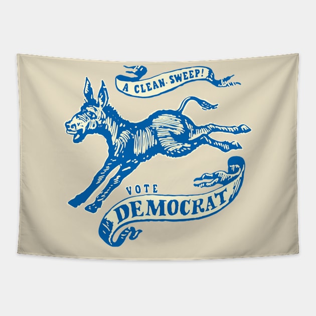 Vintage Democrat Donkey - A Clean Sweep, Vote Democrat 2020 Tapestry by andzoo