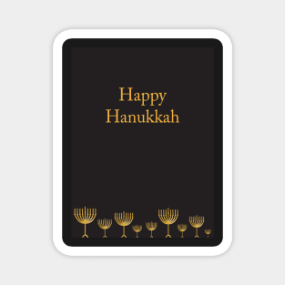 Happy Hanukkah greeting with Golden Menorah illustration on Black background Magnet