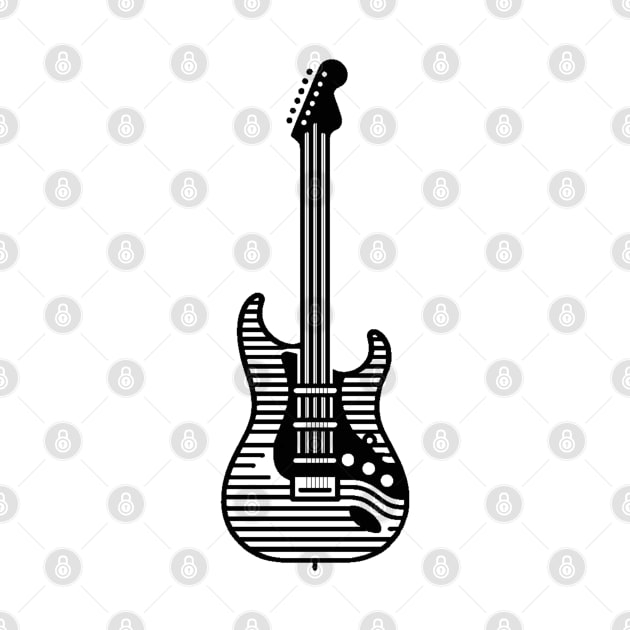 Electric Guitar in Lines black by NebulaWave