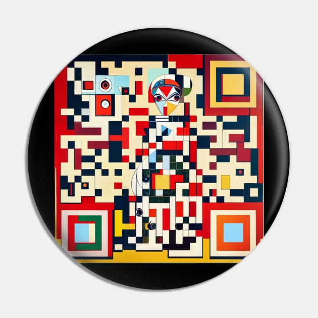 RickRoll QR Code Abstract Painting Pin by ravel.live