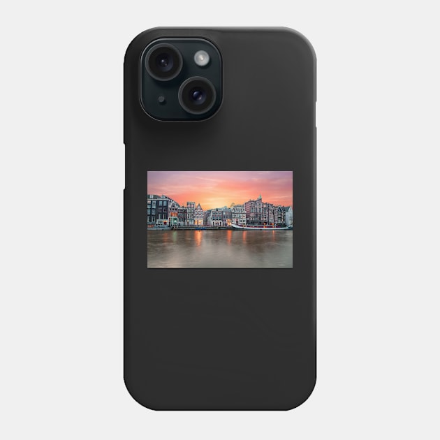 Sunset Amsterdam Skyline Phone Case by casualism