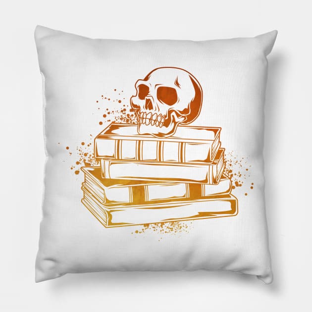 Skulls on books - Dark Academia Pillow by Modern Medieval Design