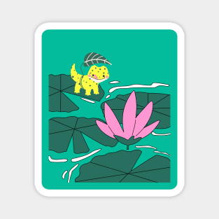 Little salamander of the lotus pond Magnet