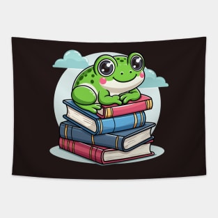 Book Lover Frog on Books Tapestry