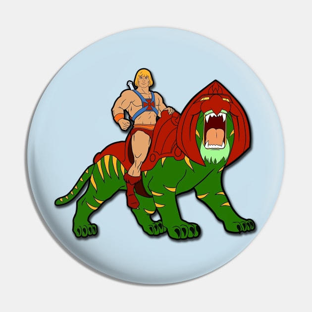 He-Man and Battle Cat Pin by BigOrangeShirtShop