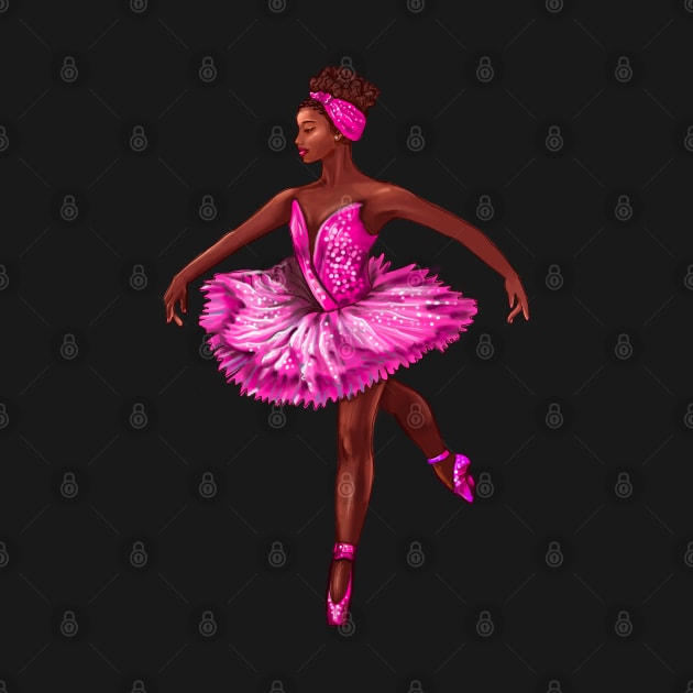 Ballet African American ballerina in pink tutu black woman with afro hair dancer dancing dance by Artonmytee