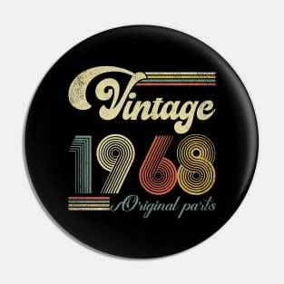 Retro Vintage 1968 56th Birthday Gift Men Women 56 Years Old Pin