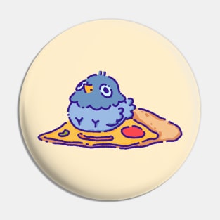 Pigeon sitting on a pizza Pin