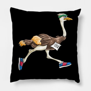 Ostrich Bird Running Marathon T Shirt Gift Women Men Kids Pillow