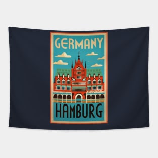 A Vintage Travel Art of Hamburg - Germany Tapestry