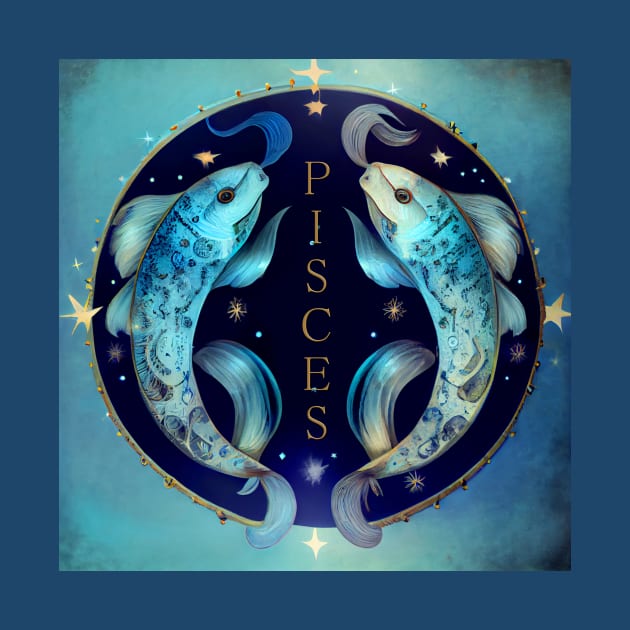 Zodiac Sign PISCES - Fantasy Illustration of astrology Pisces by KOTOdesign