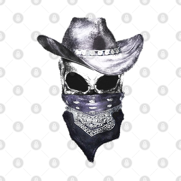 skull art, hat cowboy, bandanas, headband by Collagedream