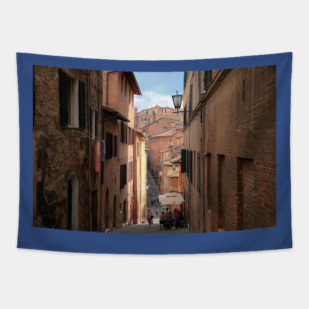 Sunny September Siena Side Street Tapestry by Violaman