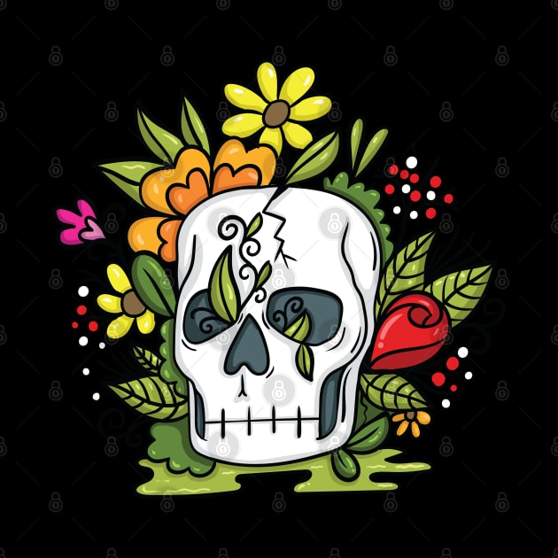 Skull with flower by Norzeatic