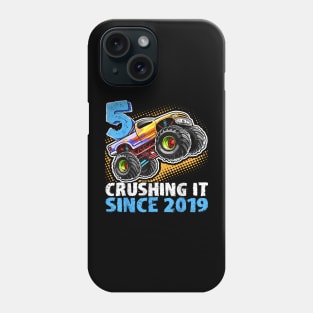 Monster Truck 5 Year Old Boys 5th Birthday Party Born 2019 Phone Case