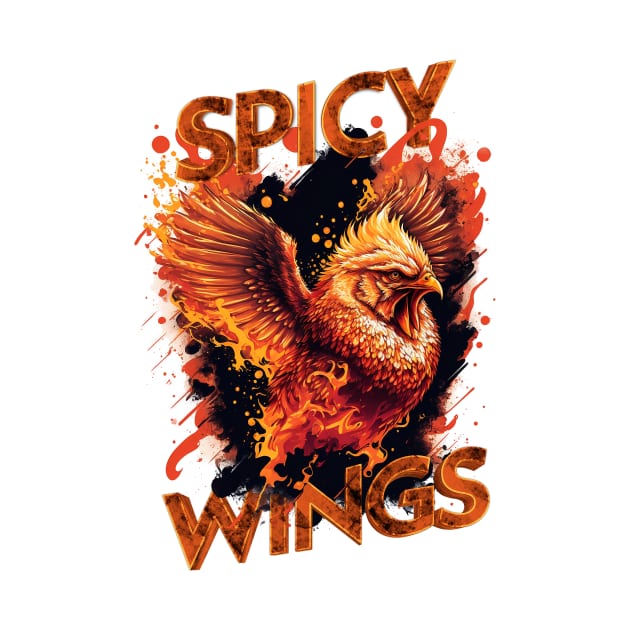 SPICY WINGS (WHITE SHIRT) by TreemanMorse