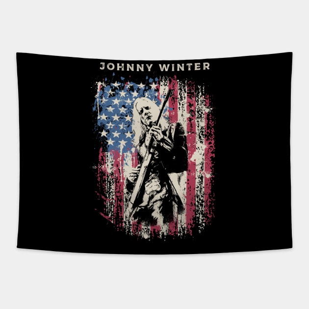 Vintage Distressed Johnny Winter Tapestry by Yopi